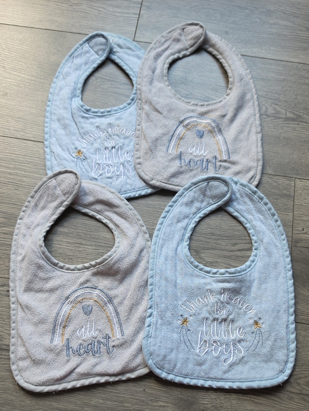 3/$6 Baby Boys Soft Terry Bibs Set - Blue & Light Gray